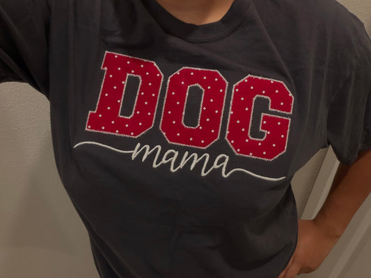 Dog Mama Embroidered Applique Shirt